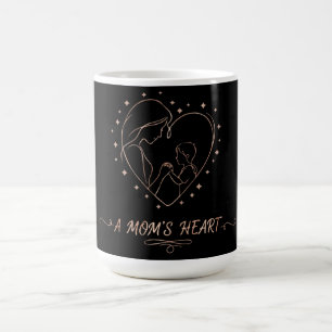 A Mom's Heart   Elegant Rose Gold Mother and Child Coffee Mug
