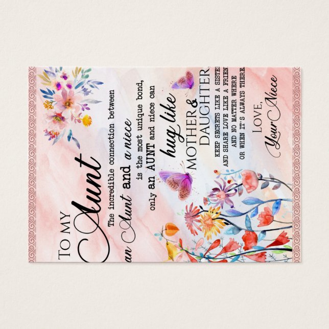 À Mon Cadeau Tante, Cadeau Papillon De La Nièce (Devant)