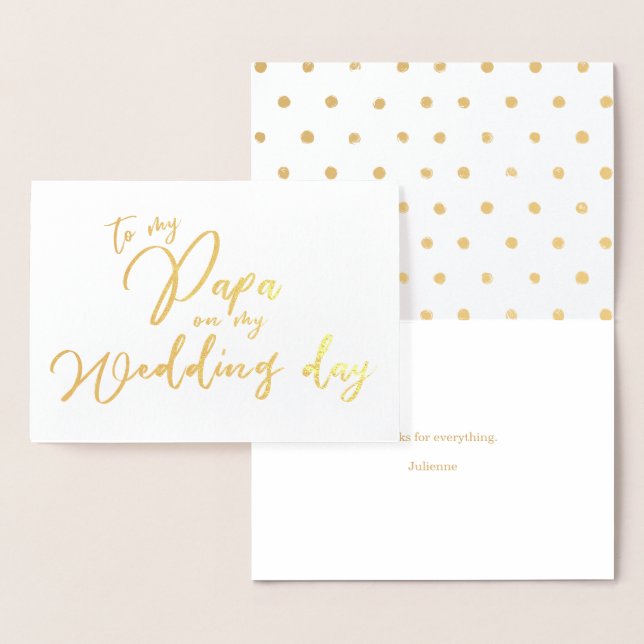 À Mon Papa Sur Ma Carte Foil Du Jour De Mariage (Affichage)