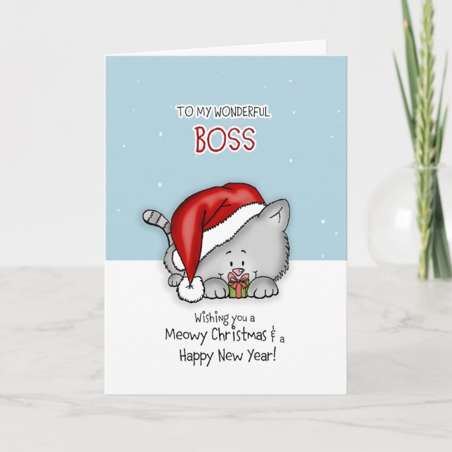 À mon patron merveilleux - carte de Noël de chat (Devant)