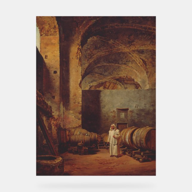 A Monk in a Ruin of Wine Cellar Acrylic Sign (Front)