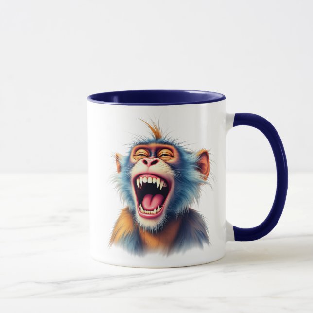 A monkey who died of laughing with a bright smile. mug (Right)