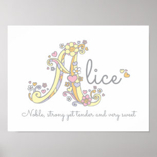 A monogram art Alice girls name meaning poster
