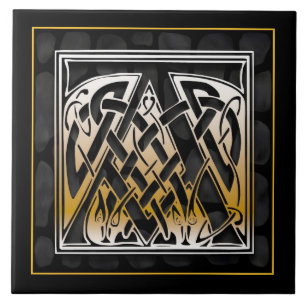 A Monogram Celtic Black Stone Ceramic Tiles
