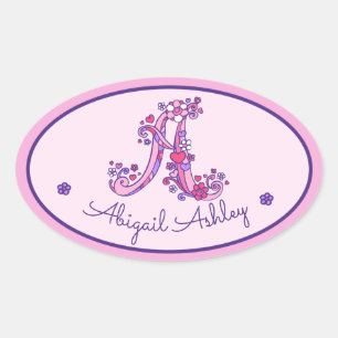 A monogram custom name id pink stickers