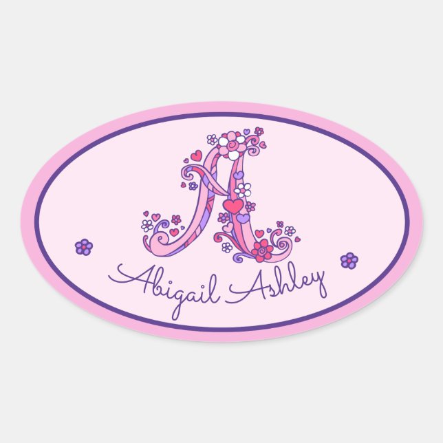 A monogram custom name id pink stickers (Front)