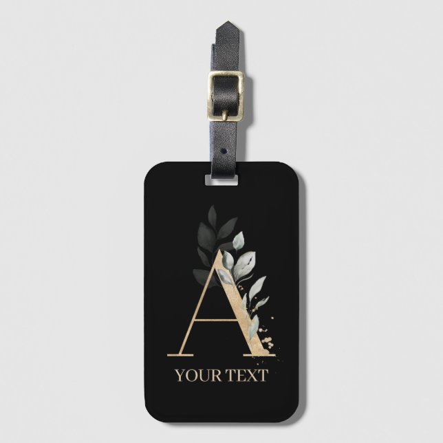 A Monogram Floral Personalized Luggage Tag (Front Vertical)