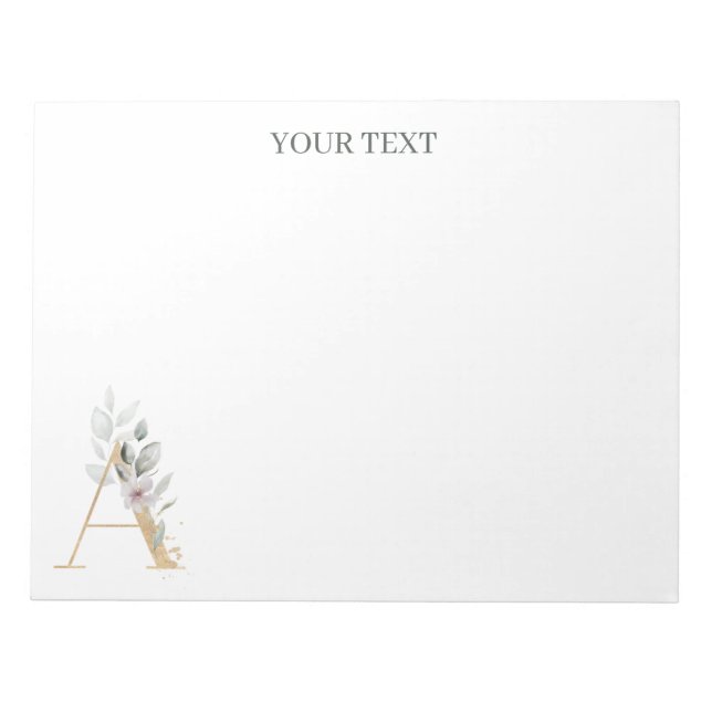 A Monogram Floral Personalized Notepad (Front)
