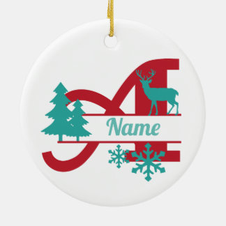 A Monogram Initial Christmas Holiday Tree Ornament