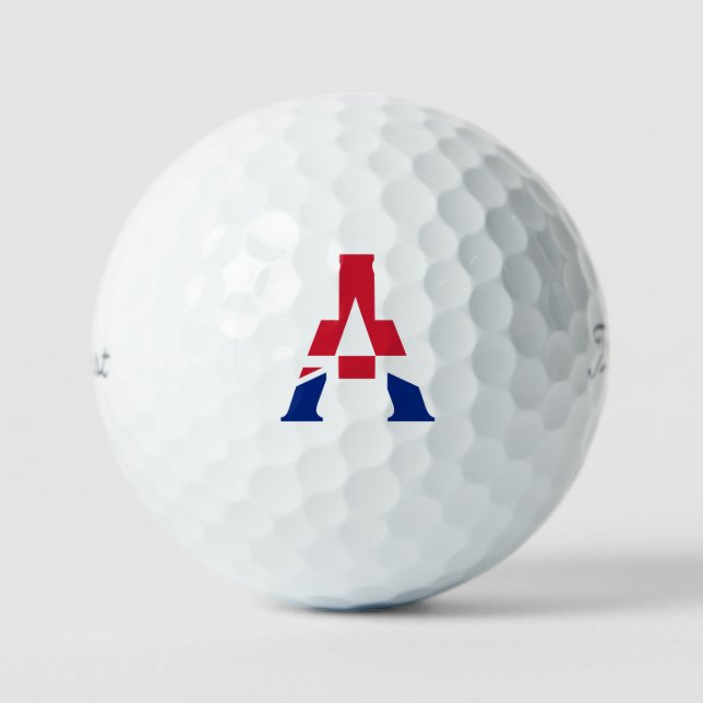 A Monogram overlaid on Union Jack Flag tpv1 gbcnt Golf Balls (Front)