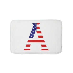 A Monogram overlaid on USA Flag bmcnt Bath Mat