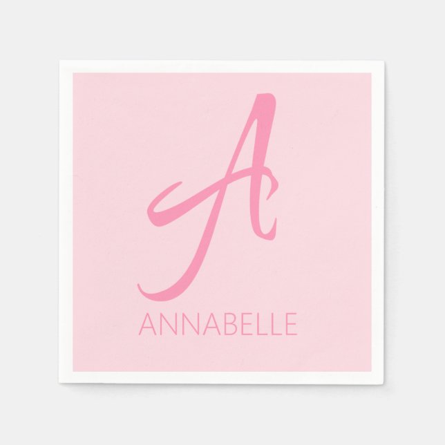 A Monogram Personalized Pink Napkin (Front)