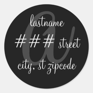 "a" monogram return address label
