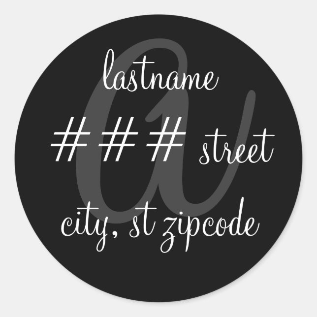 "a" monogram return address label (Front)