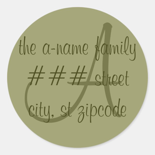 "A" monogram return address label - personalize (Front)