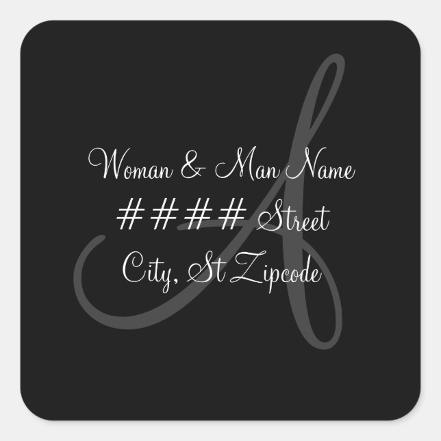 "A" Monogram Return Address Label - Personalize (Front)