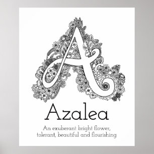 A monogram tangle art Azalea name meaning Poster