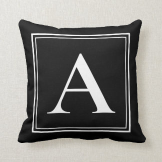 A Monogram Template Elegant Modern Black White Throw Pillow