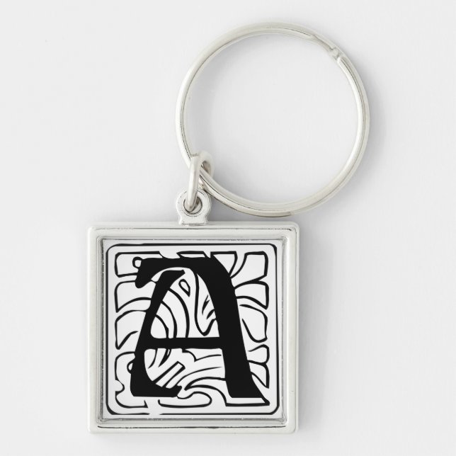 A Monogramm schwarz weiß Keychain (Front)