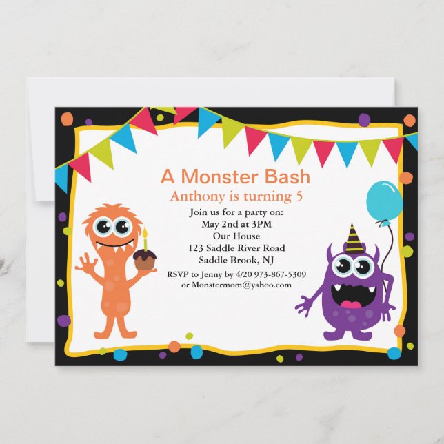 A Monster Bash Kids Birthday Invitation (Front)
