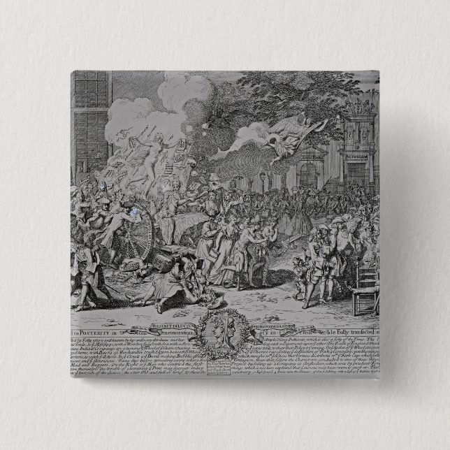 A Monument dedicated to Posterity, 1720 2 Inch Square Button (Front)