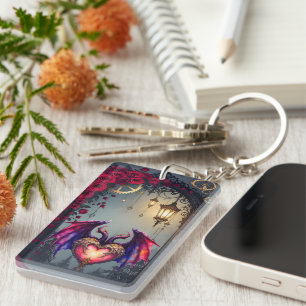 A Moonlit Invitation –Love Turns the Gears of Time Keychain