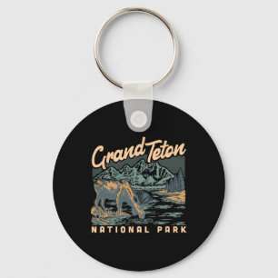 A Moose In Grand Teton National Park Vintage Hikin Keychain