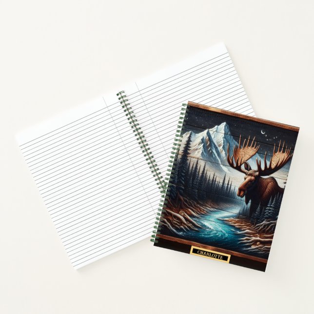 A moose majestic by the serene forest river notebook (Inside)