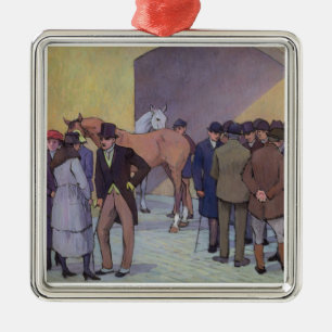 A Morning at Tattersall's (oil on canvas) Metal Ornament