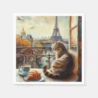 A Morning in Paris | Ginger Cat at a Cafe Napkin