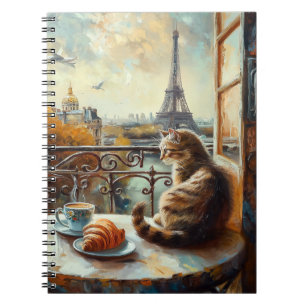 A Morning in Paris   Ginger Cat at a Cafe Notebook