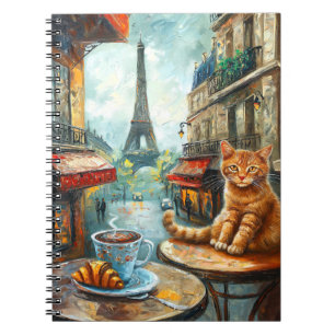 A Morning in Paris   Ginger Cat at a Cafe Notebook