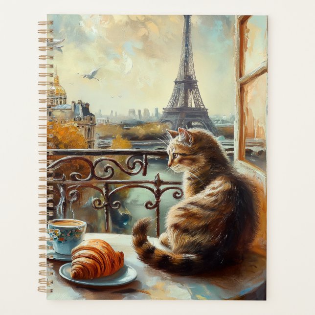 A Morning in Paris | Ginger Cat at a Cafe Planner (Front)