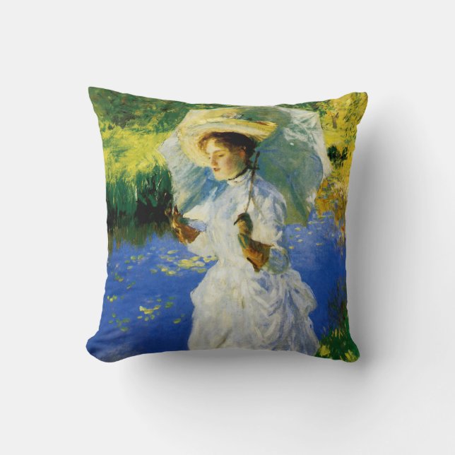 A Morning Walk Throw Pillow (Front)