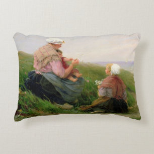 A Mother and her Small Children Decorative Pillow