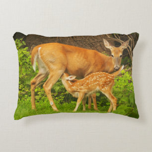 A mother deer and her fawn accent pillow