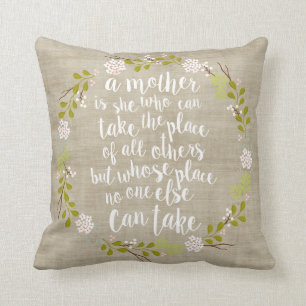 A Mother Is Everything Quote Woodland Wreath Throw Pillow