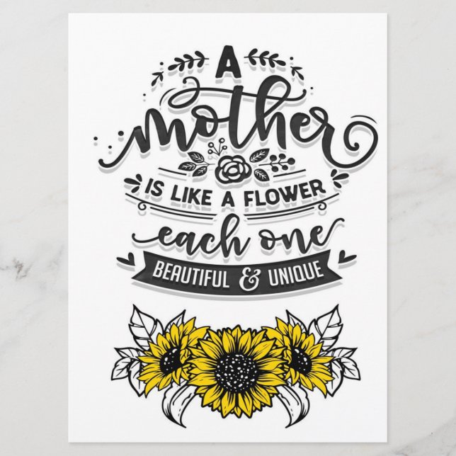 A mother is like a flower, Cute Mother's Day Gift Menu (Front)