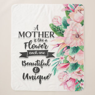 A Mother Is Like A Flower Gift, Mother's Day Gift Sherpa Blanket