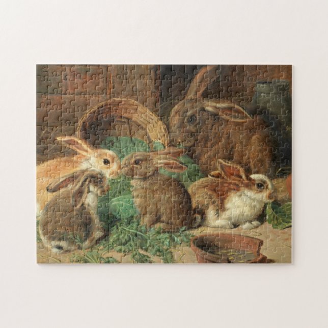 A Mother Rabbit and her Young by Alfred Barber Jigsaw Puzzle (Horizontal)