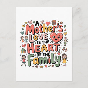 A Mother’s Love Is The Heart Of The Family Announcement Postcard