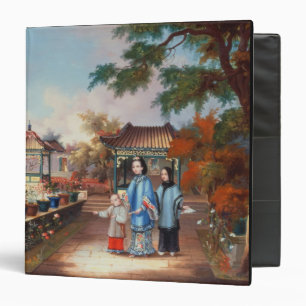 A mother with her children in a chinese garden, c. binder
