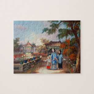 A mother with her children in a chinese garden, c. jigsaw puzzle