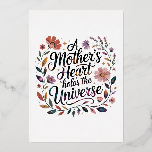 A Mother's Heart Holds The Universe Foil Holiday Card