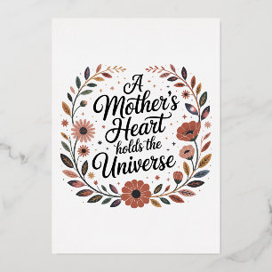 A Mother's Heart Holds The Universe Foil Holiday Card