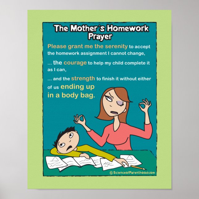A Mother's Homework Prayer (pale green) Poster (Front)
