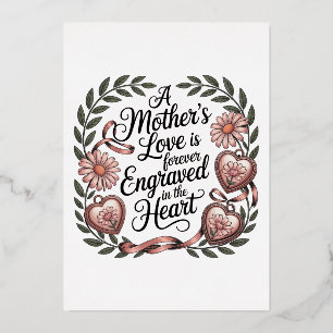 A Mother's Love Is Forever Engraved In The Heart Foil Holiday Card