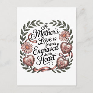 A Mother's Love Is Forever Engraved In The Heart Postcard