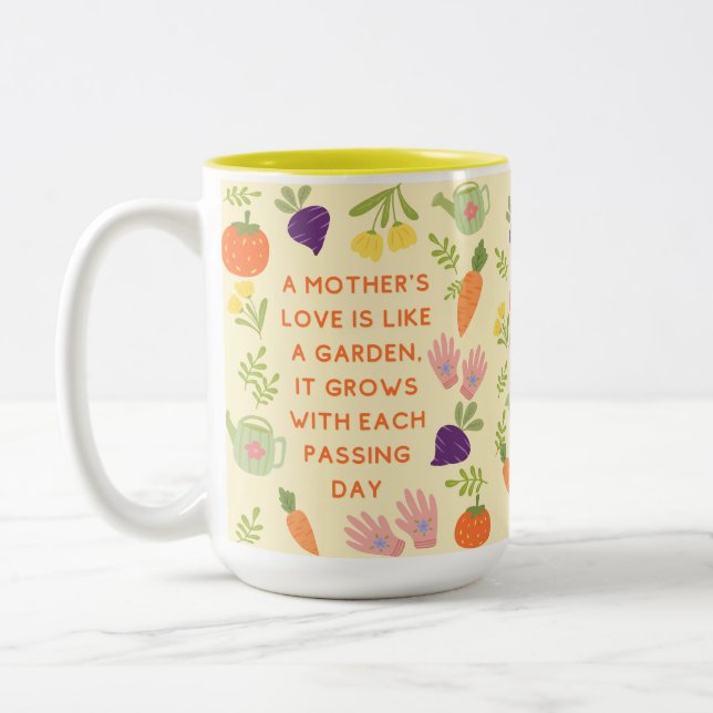A mother's love is like a garden Two-Tone coffee mug (Left)