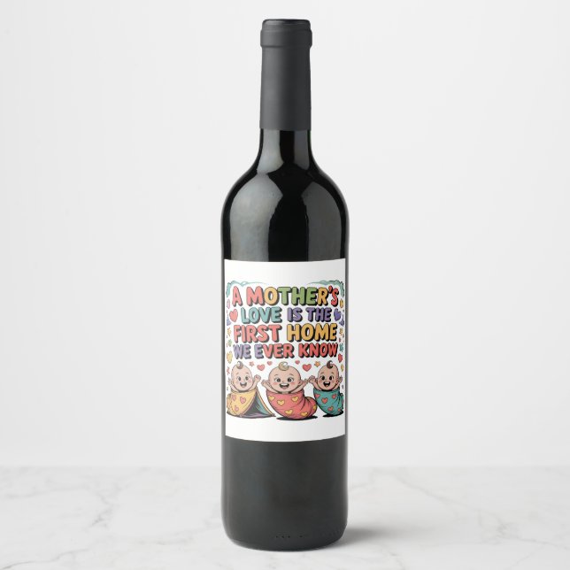 A Mother's Love Is The First Home We Ever Know Wine Label (Front)